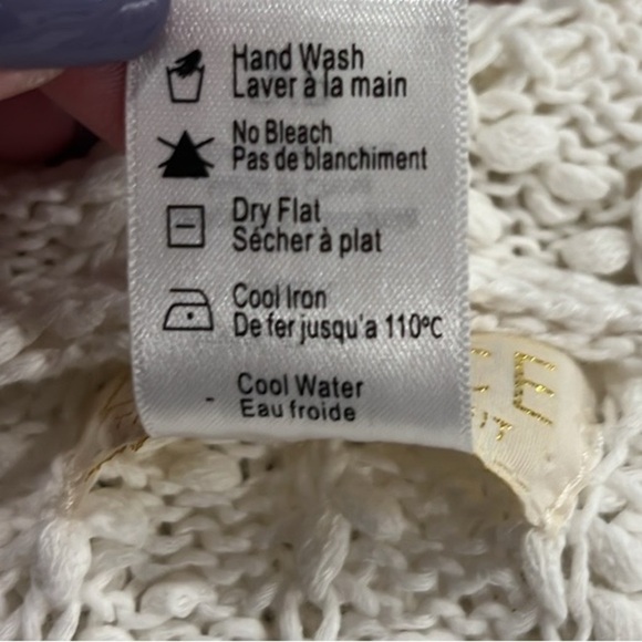 L*Space cream Olympia v neck hooded open knit cotton sweater size Small - Picture 7 of 7